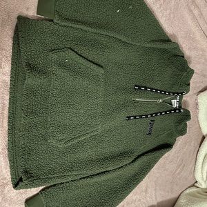 Pink teddy sweater with 3/4 zip